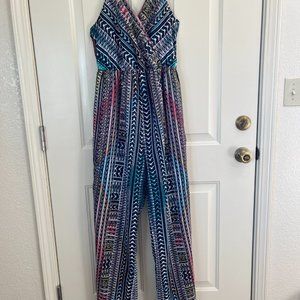 Tobi - Colorful Wide-Leg Halter-Top Jumpsuit US Large